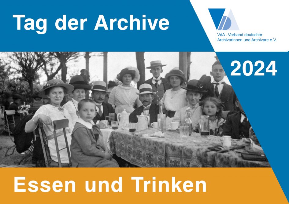 Tag der Archive 2024, Motto "Essen und Trinken" Historische Fotografie mit Familie im Gartenlokal