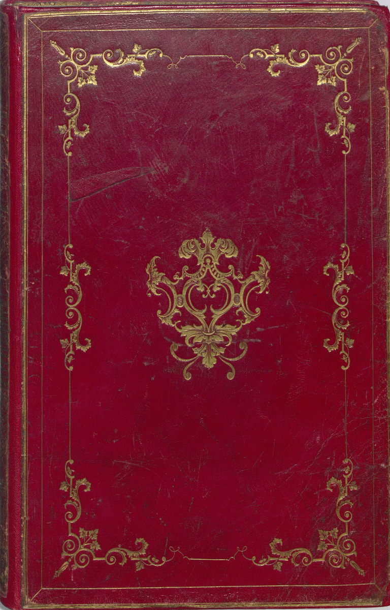 Roter Titeleinband mit goldenem Dekor