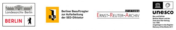 Logos Landesarchiv Berlin, Berliner Beauftragter zur Aufarbeitung der SED- Diktatur, Stiftung Ernst-Reuter-Archiv, UNESCO